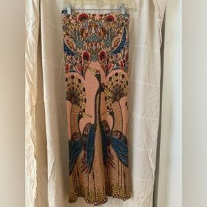 Vibrant Anthropologie Peacock Floral Maxi Skirt